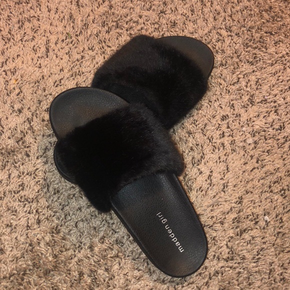 madden girl fuzzy slides